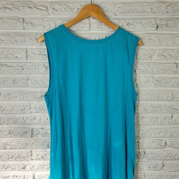 Jane Ashley Women Dress 1X Plus Sleeveless Blue Flip Flops Summer blu82e - Picture 8 of 10